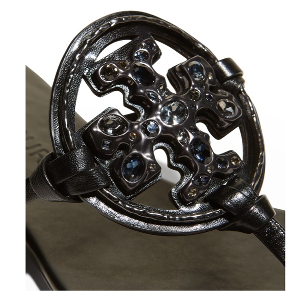 NIB $298 TORY BURCH Miller Jeweled Medallion Thong Sandals in size 6.5! - Picture 5 of 13